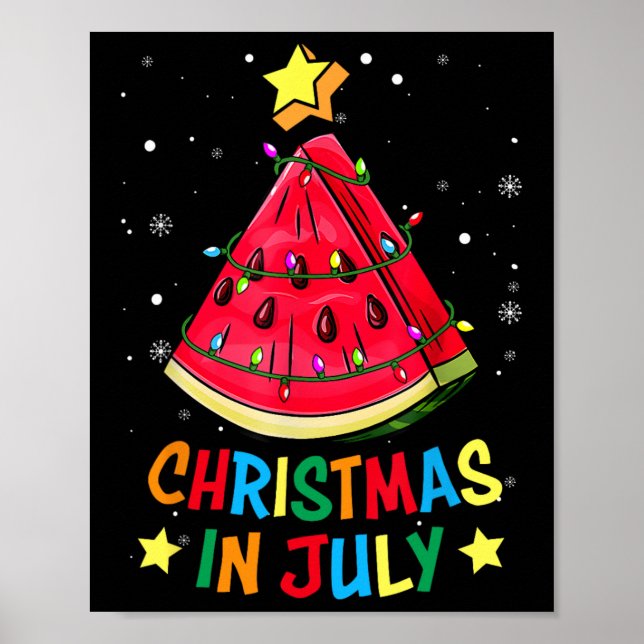 Jul i juli Watermelon Julafton Träd, sommartid i M Poster (Framsidan)