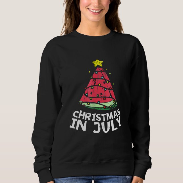 Jul i juli Watermelon Julafton Träd, sommartid i M T Shirt (Framsida)