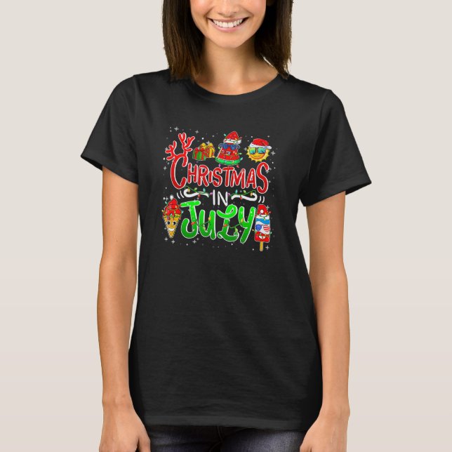 Jul i juli: Watermelon Santa Hat Family Ice T Shirt (Framsida)
