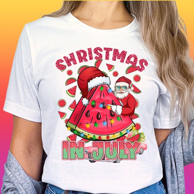 Jul i juli Watermelon Santa-Tropical-Summer T Shirt (Skapare uppladdad)