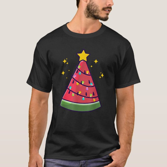 Jul i juli: Watermelon Sommar Julafton Träd Cute T Shirt (Framsida)