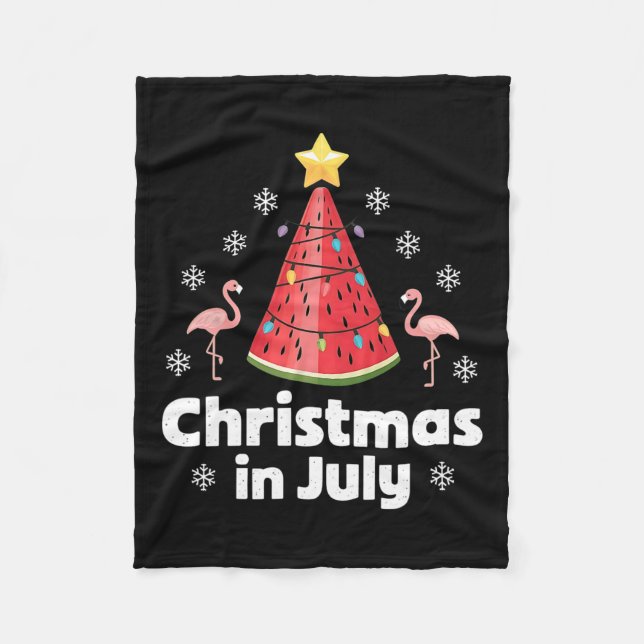 Jul i juli Watermelon Träd Funny Flamingo X Fleecefilt (Framsidan)