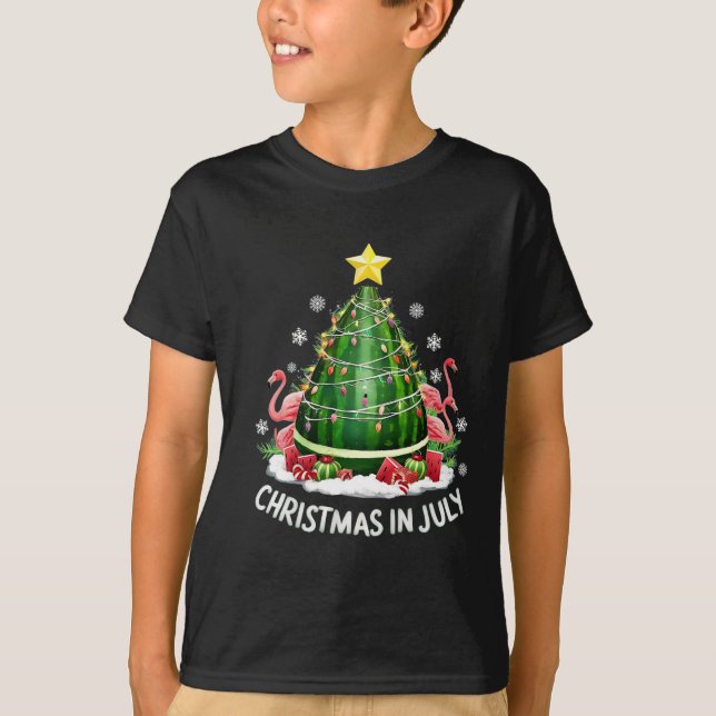 Jul i juli Watermelon Träd Funny Flamingo X T Shirt (Framsida)