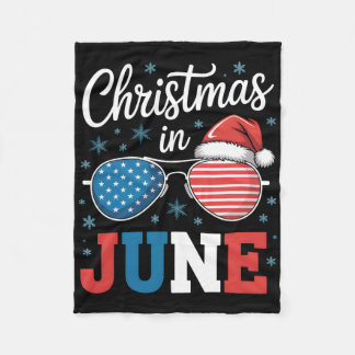 Jul i juni Sungles Santa Hat Us Flagga Vacati Fleecefilt