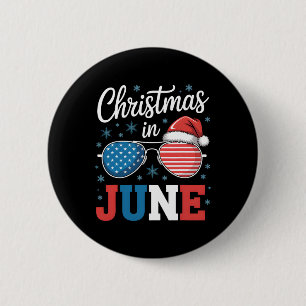 Jul i juni Sungles Santa Hat Us Flagga Vacati Knapp