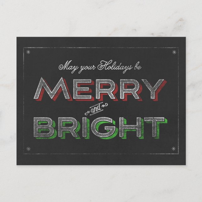 Jul i kalkboard Merry och Bright Helgdag Helg Vykort (Framsida)