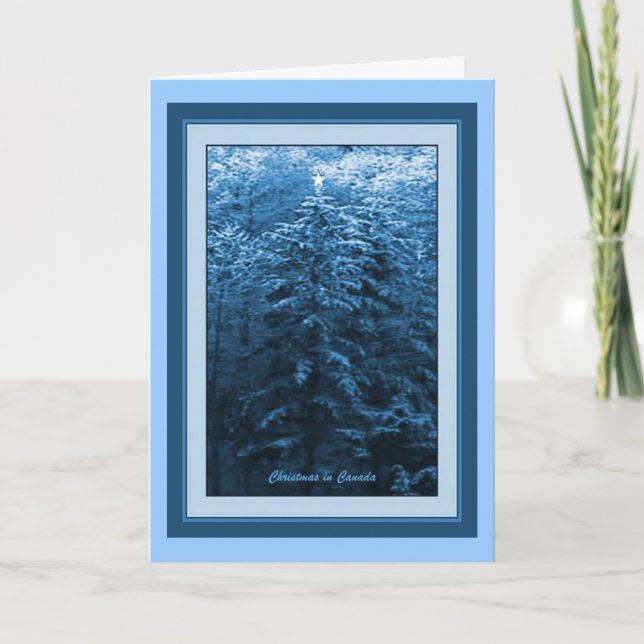 Jul i Kanada, blått Helgdag Card Helgkort (Framsida)