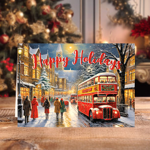 Jul i London: Red Buss Street Scene Helgkort