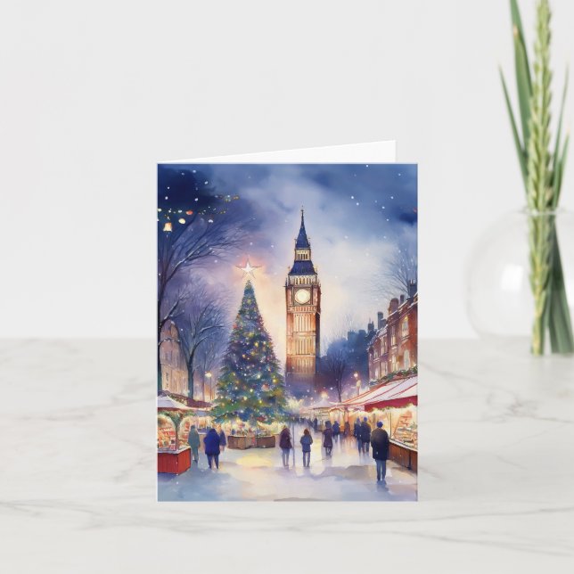 Jul i London Watercolor Kort (Framsida)