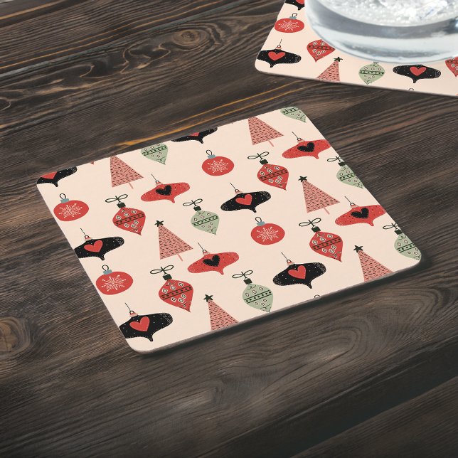 Jul i Mid-Century Modern-stil Underlägg Papper Kvadrat (Skapare uppladdad)