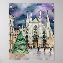 Jul i Milanos Italien Watercolor Poster