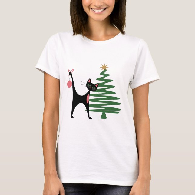 Jul i mitten av 1900-talet 1950-talets atomkat t shirt (Framsida)