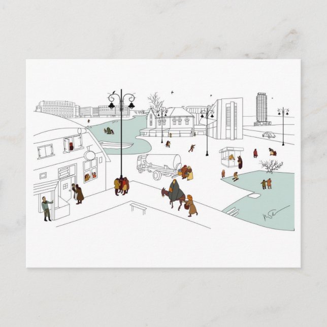 Jul i modern stad helg vykort (Framsida)