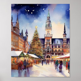Jul i München Watercolor Poster