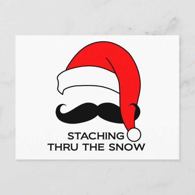 Jul i Mustache - Stachning genom snö Helg Vykort (Framsida)