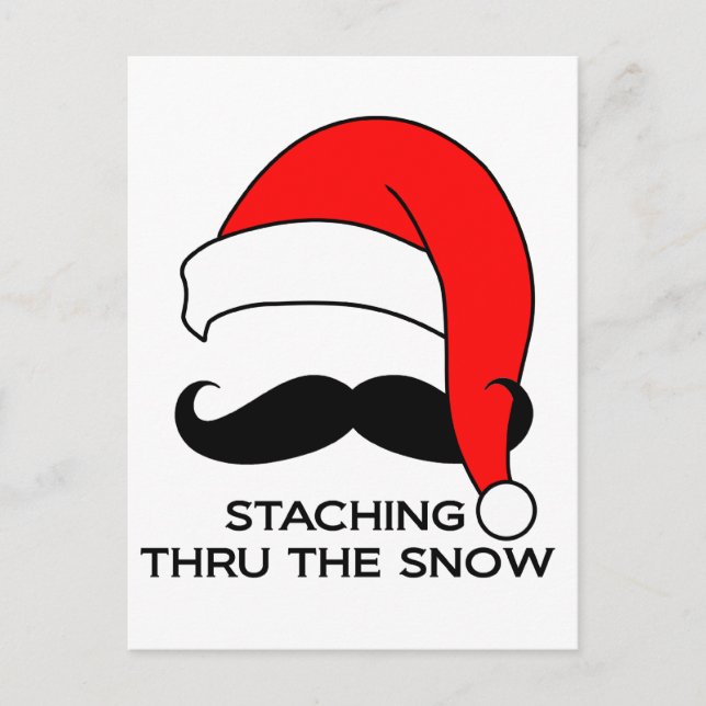 Jul i Mustache - Stachning genom snö Helg Vykort (Framsida)