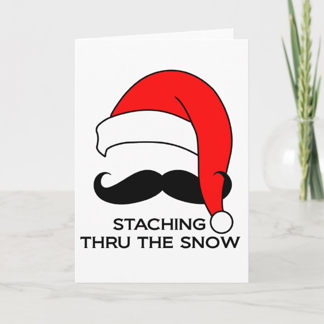 Jul i Mustache - Stachning genom snö Helgkort (Framsida)
