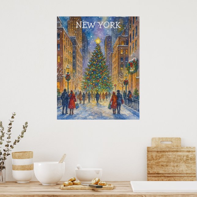 Jul i New York Affisch, Vinter Stadsscen Poster (Kök)