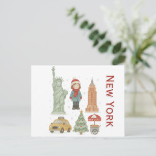 Jul i New York Akvarell – Söt Helg Vykort