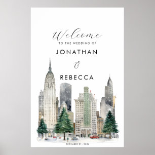 Jul i New York bröllop välkomstskylt poster