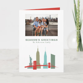 Jul i New York Historisk Byggnad Siluett Helgkort