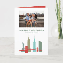 Jul i New York Historisk Byggnad Siluett Helgkort