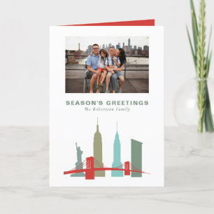 Jul i New York Historisk Byggnad Siluett Helgkort