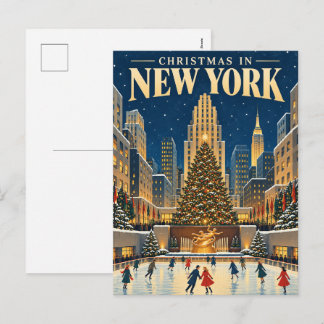 Jul i New York Vintage Resa Retro Helg Vykort