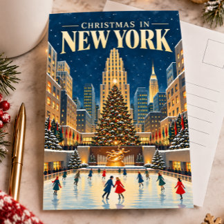 Jul i New York Vintage Resa Retro Vykort