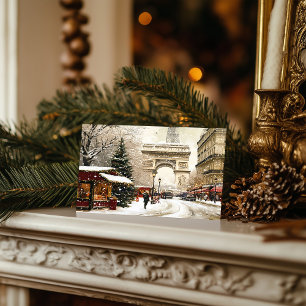 Jul i Paris: Arc de Triomphe Winter Scene Helg Vykort
