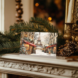 Jul i Paris: Eiffel Torn Festive Street Helg Vykort