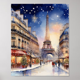 Jul i Paris Eiffel Torn Watercolor Poster