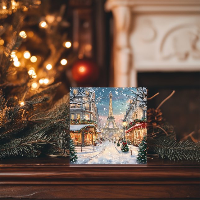 Jul i Paris: Eiffel Torn Winter Wonderland Julkort (Skapare uppladdad)
