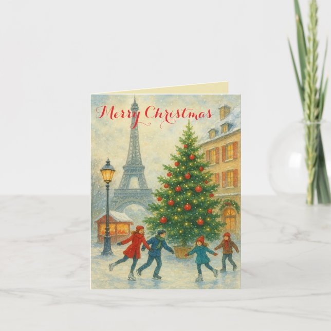 Jul i Paris Eiffel Tower Vinter Personlig Inbjudan (Framsida)