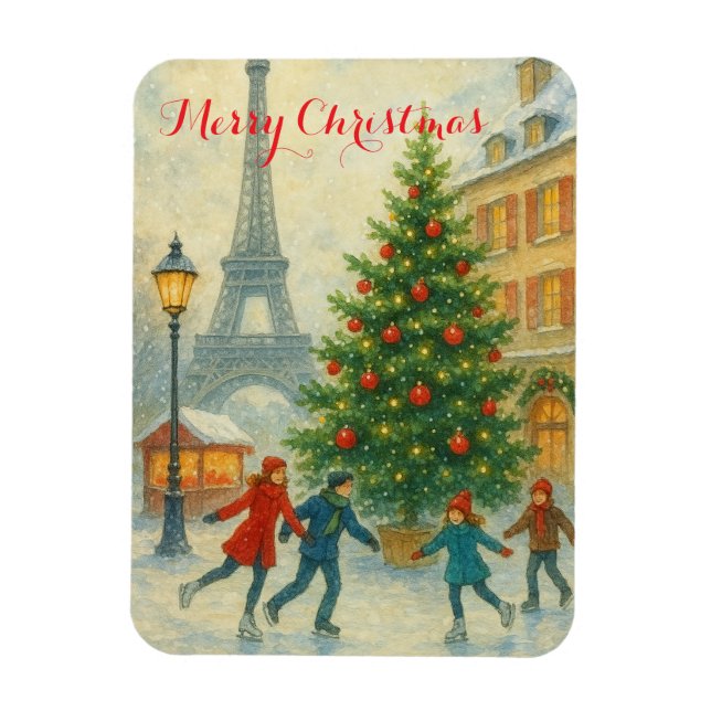 Jul i Paris Eiffeltornet Vinter  Magnet (Vertikal)