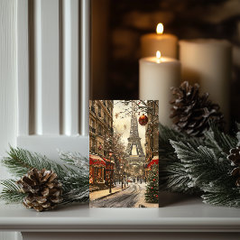 Jul i Paris: Festive Eiffel Torn Boulevard Helgkort
