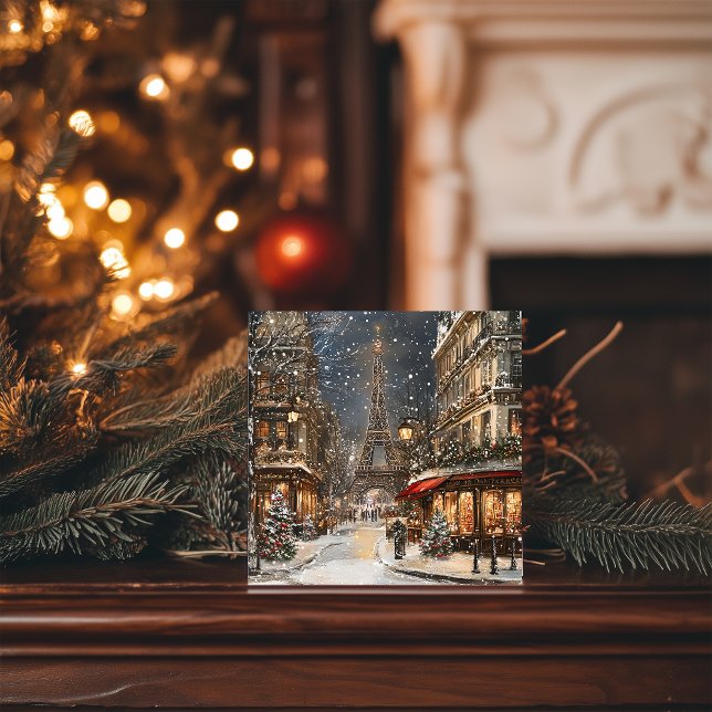 Jul i Paris: Glittering Eiffel Torn Lane Julkort (Skapare uppladdad)