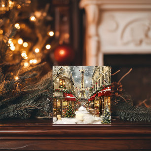 Jul i Paris: Helgdag Charm på Eiffel Avenue Julkort