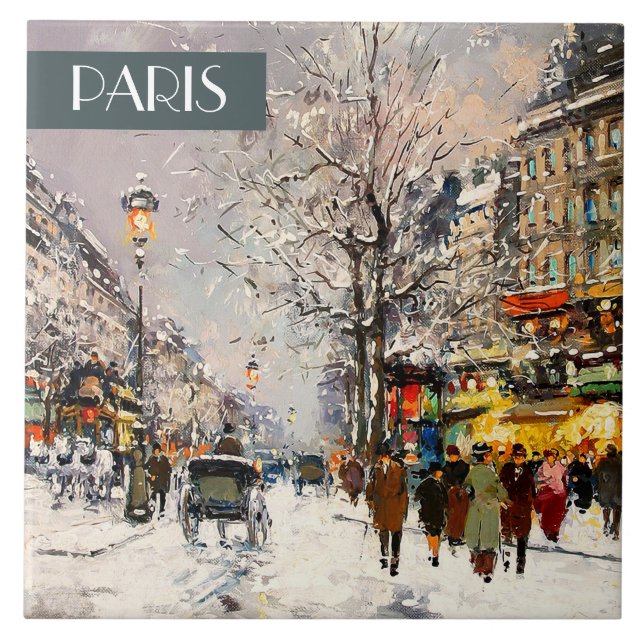 Jul i Paris. julklapp av keramiskt material Kakelplatta (Framsidan)