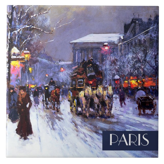 Jul i Paris. julklapp av keramiskt material Kakelplatta (Framsidan)