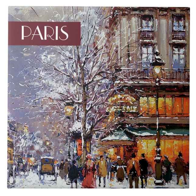 Jul i Paris. julklapp av keramiskt material Kakelplatta (Framsidan)