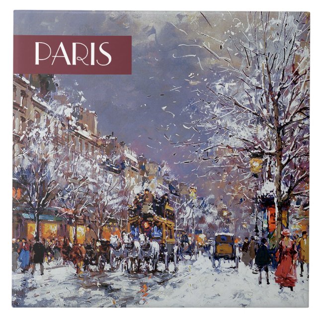 Jul i Paris. julklapp av keramiskt material Kakelplatta (Framsidan)