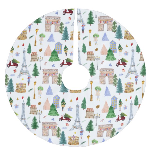 Jul i Paris - Ljusets stad julfirande Julgransmatta Borstad Polyester (Framsidan)