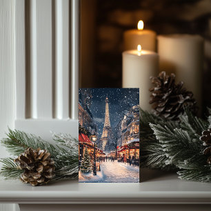 Jul i Paris: mousserande Eiffel Torn Avenue Helgkort