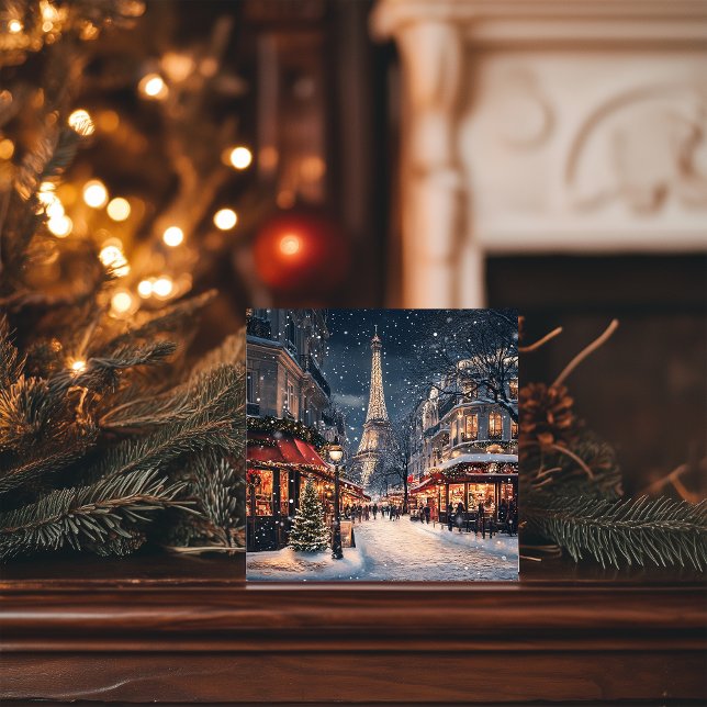 Jul i Paris: mousserande Eiffel Torn Avenue Julkort (Skapare uppladdad)