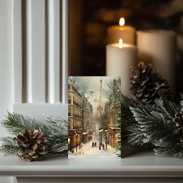 Jul i Paris: Mysiga Eiffel Torn Street Helgkort