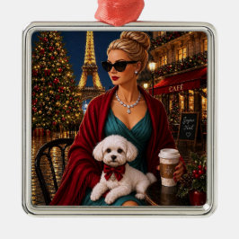 Jul i Paris,Poodle Holiday Julgransprydnad Metall