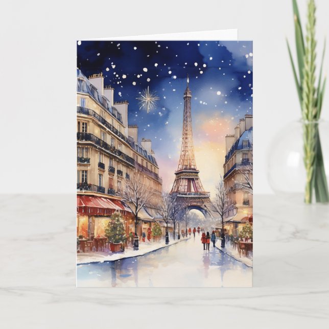 Jul i Paris Watercolor Kort (Framsida)
