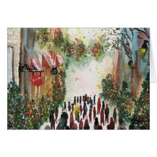 JUL I QUEBEC CITY originalakvarell Hälsningskort