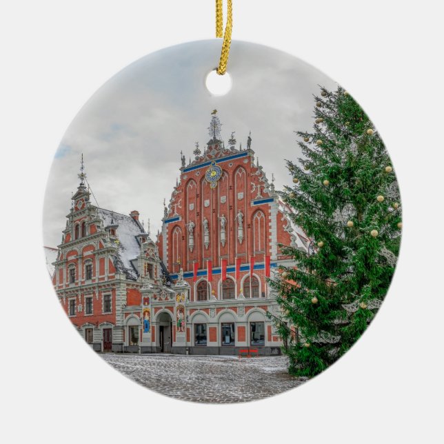 Jul i Riga Lettland Ceramic Träd Dekoration (Framsidan)